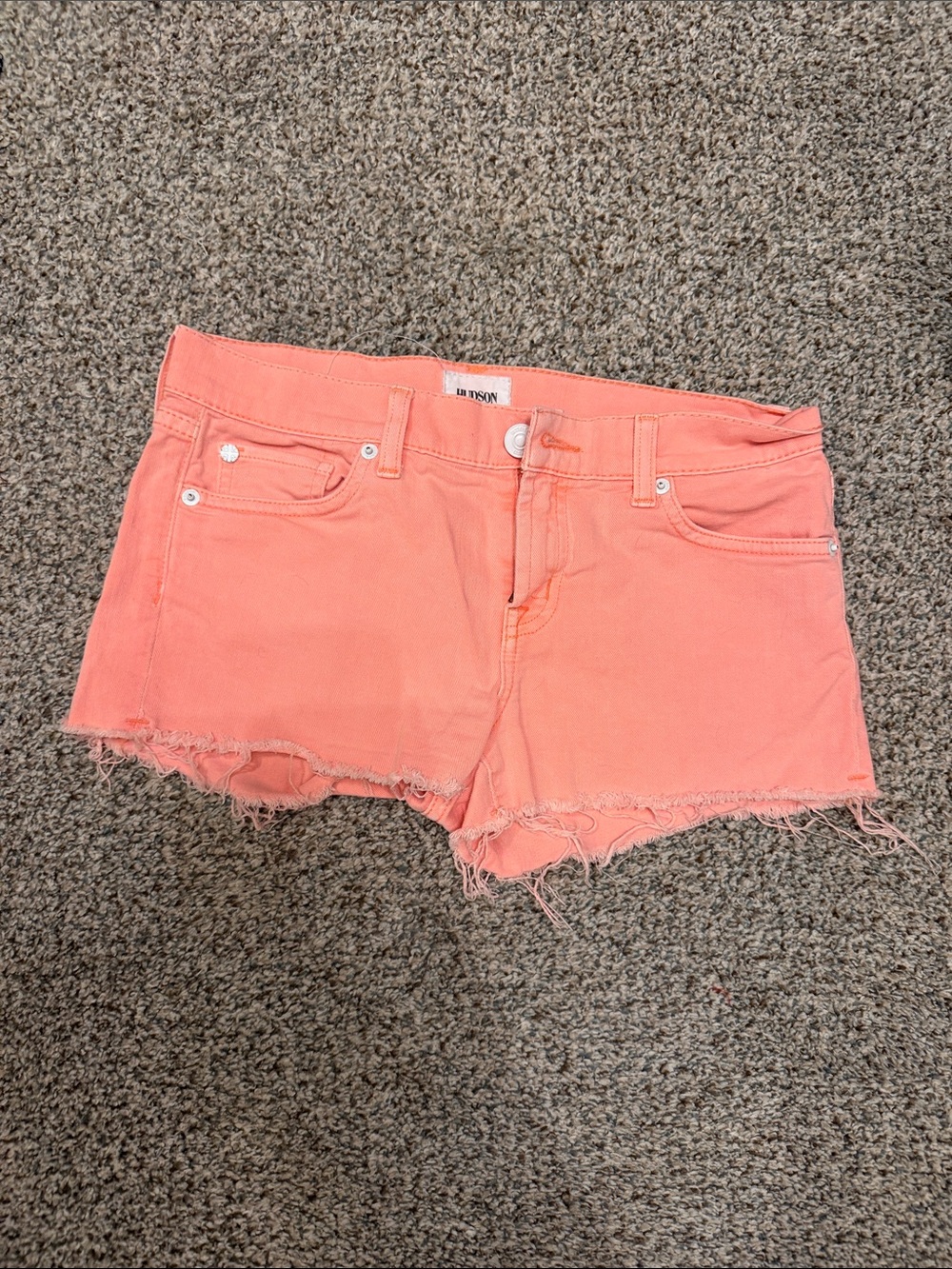 Hudson Jeans Coral Frayed Hem Denim Shorts